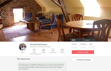 Online-Buchungsportal von airbnb.de